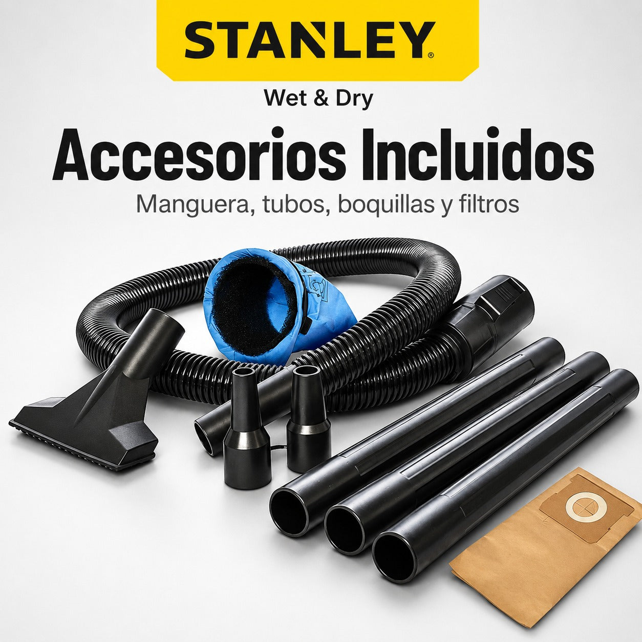 Aspiradora y Sopladora Stanley Inox 15LT 960W Seco y Humedo