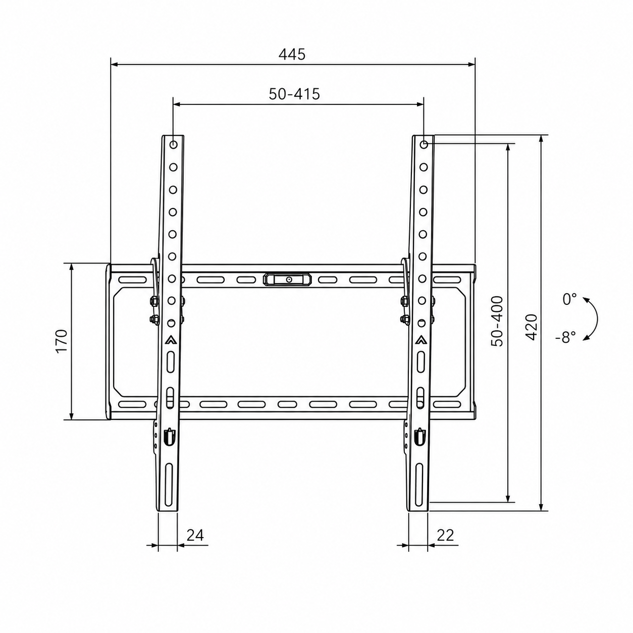 Soporte de TV Fijo de 26" A 65" 50KG Max Acero Forjado BK56