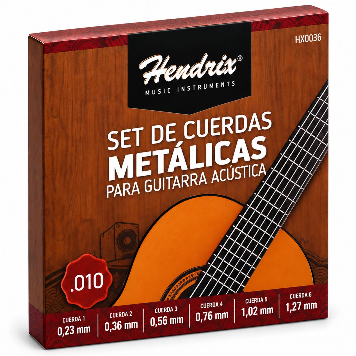 Cuerda De Guitarra Acustica Metalicas Hendrix Hx0036 Pro.