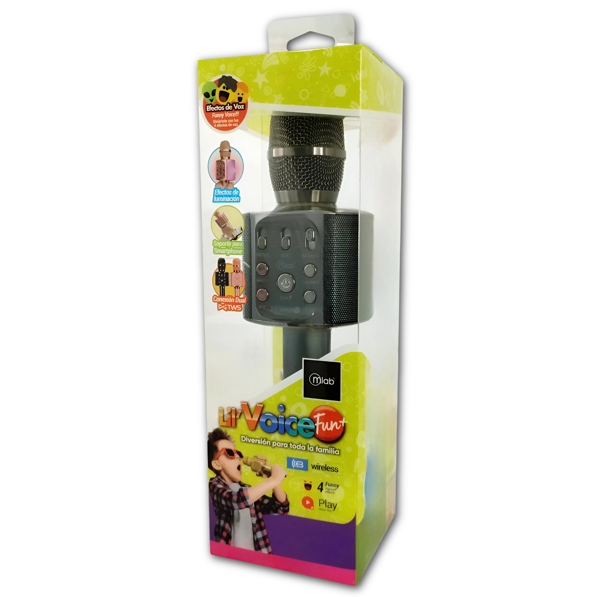 Parlante Portátil Tipo Micrófono c/ Soporte Smartphone Black