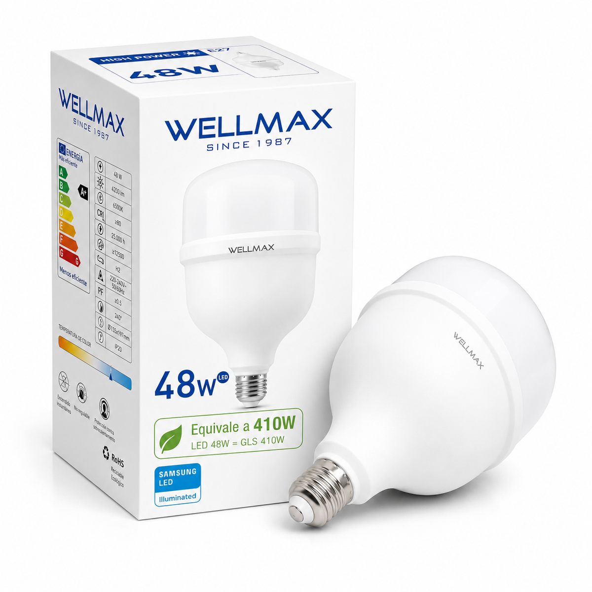 Ampolleta LED Hammer 48W Luz Fria E27 Con Chip LED Samsung