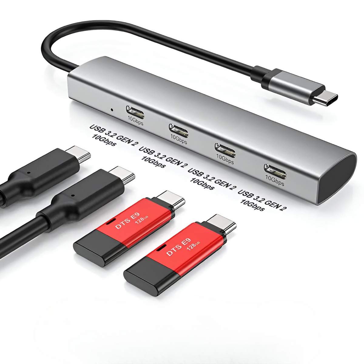 HUB USB-C 3.2 Aluminium 4 Puertos C TM-100554