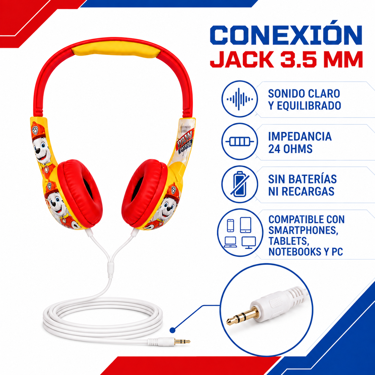 Audífonos Paw Patrol Marshall Hp203371-Mar (Niños)