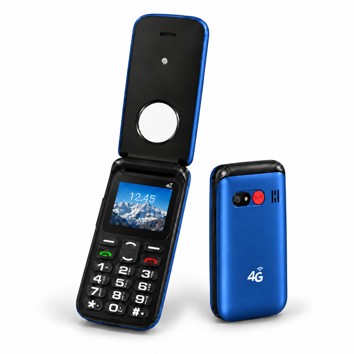 Celular Adulto Mayor 4G Tipo Almeja Liberado Botón SOS Azul