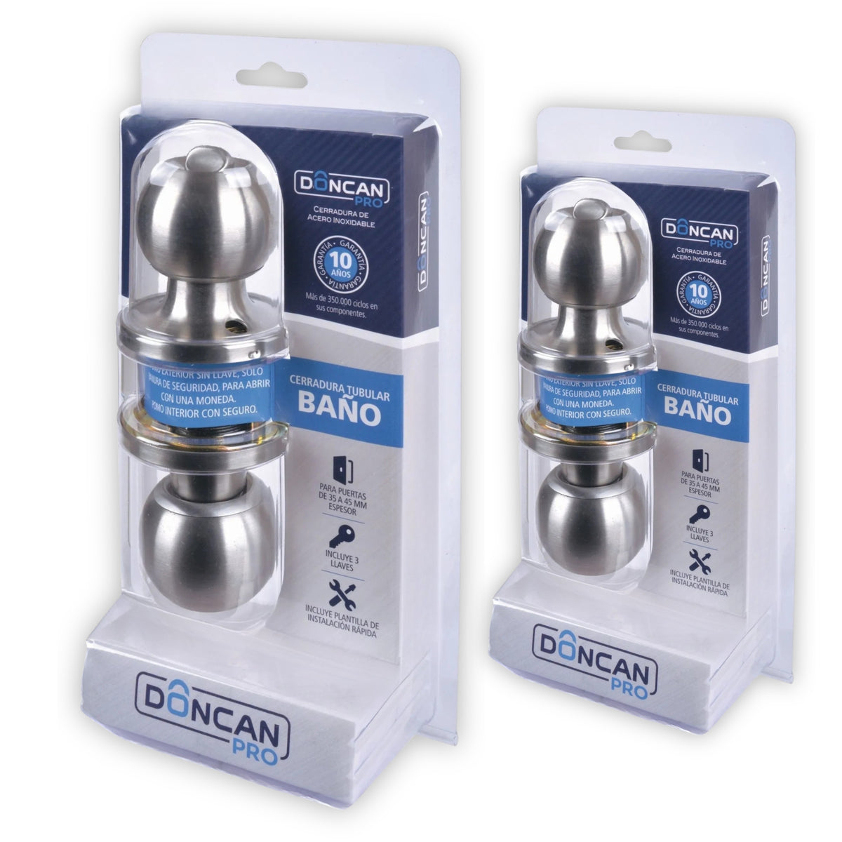 Pack de 2 Cerraduras de Baño Doncan Pro de Acero Inoxidable