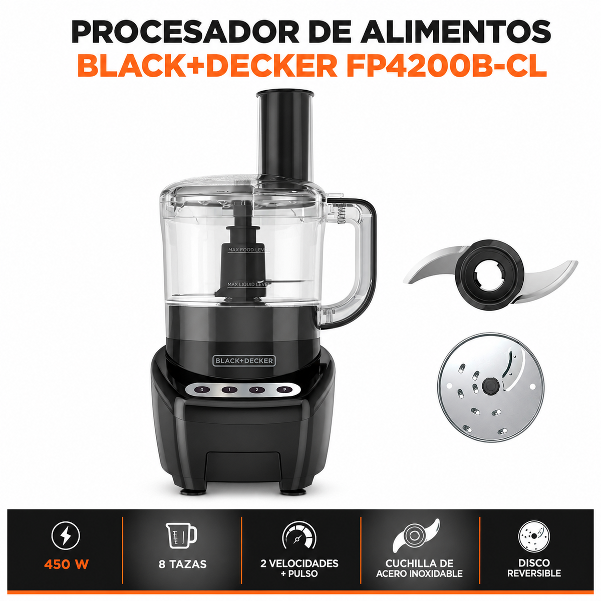 Procesador De Alimentos Black + Decker Fp4200B-Cl Power Pro
