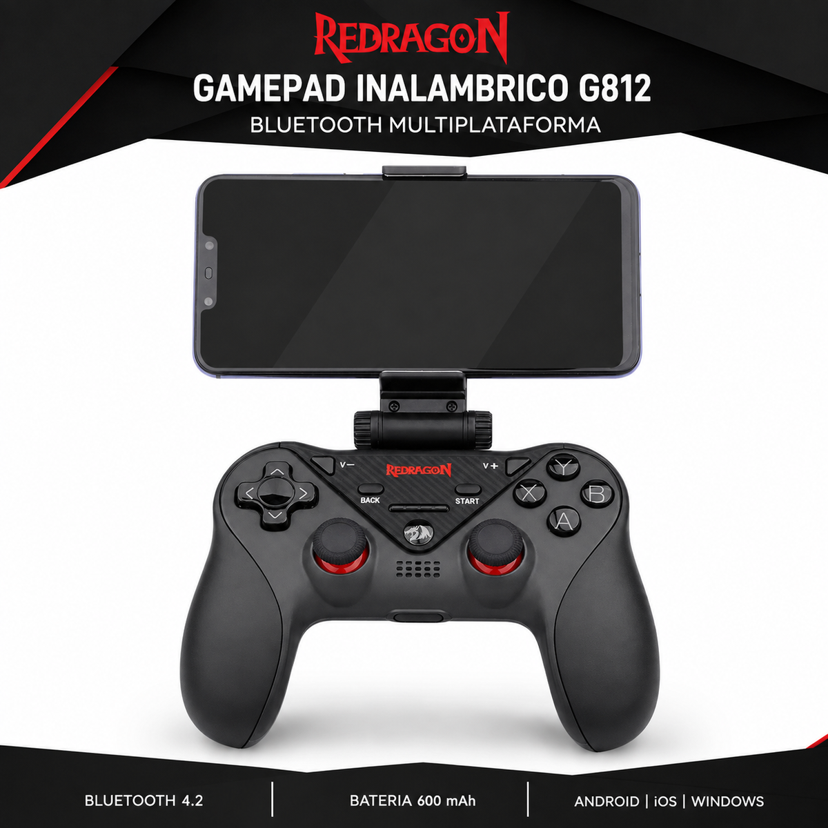 Gamepad Inalámbrico Redragon G812 Bluetooth Multiplataformas
