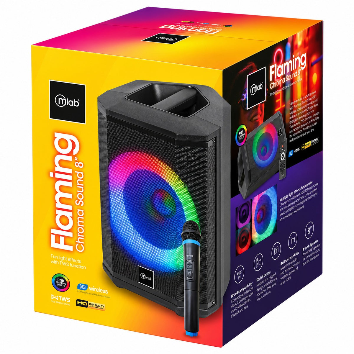 Parlante Bluetooth Flaming Chroma RGB 40W RMS c/Mic Wireless