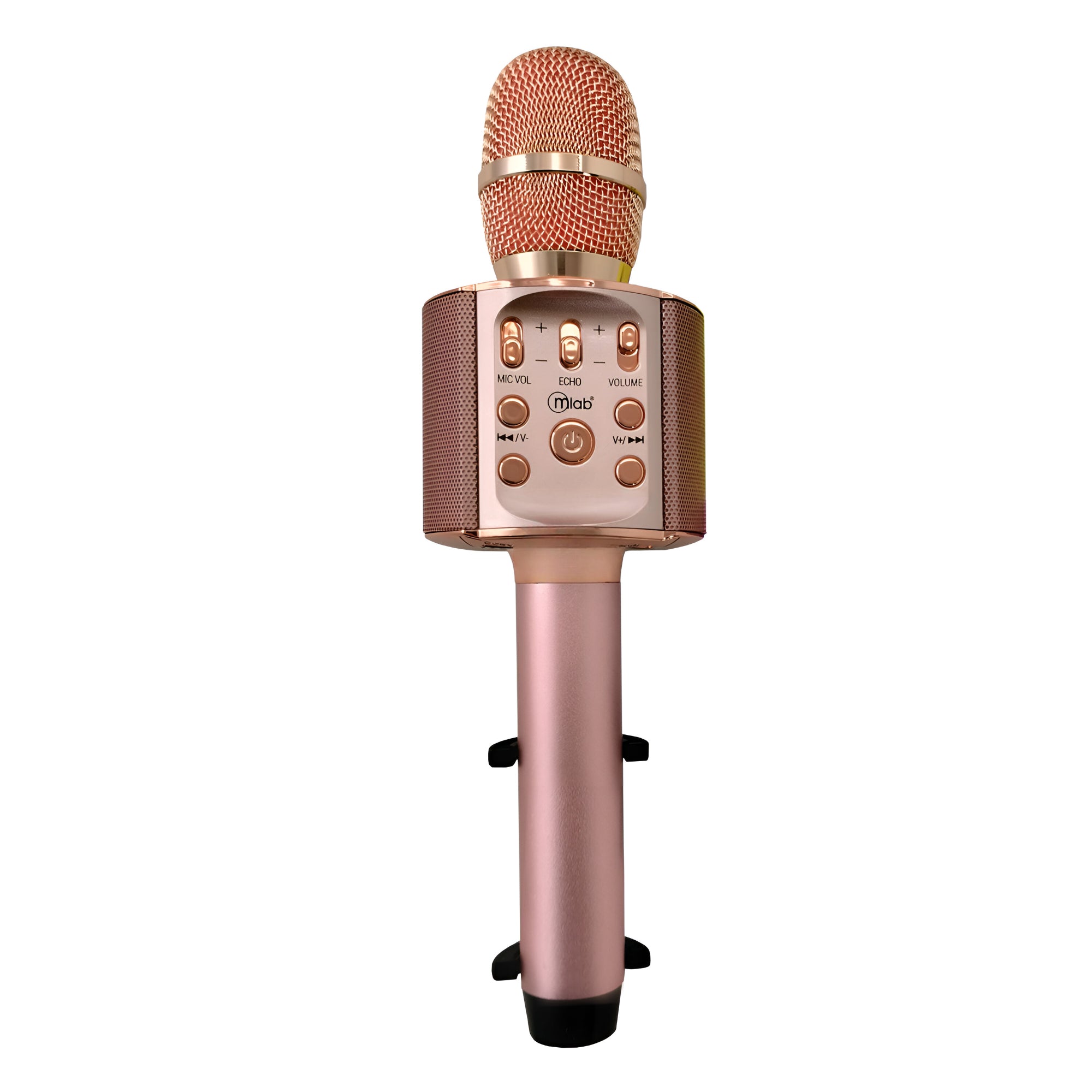 Parlante Portátil Tipo Micrófono c/ Soporte Smartphone Pink