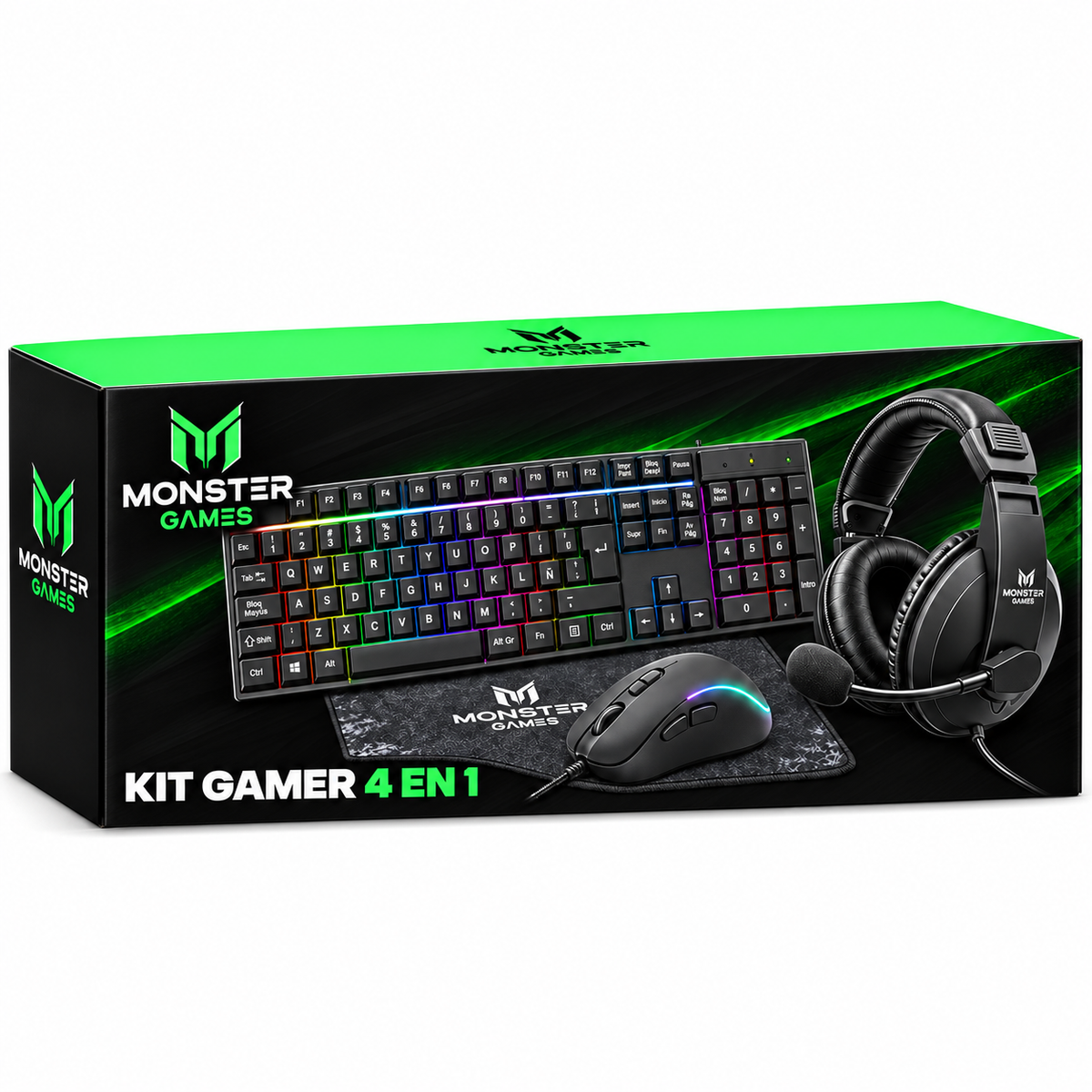 Kit Pro Gamer Mouse Teclado RGB Audifonos y Mouse Pad K4125