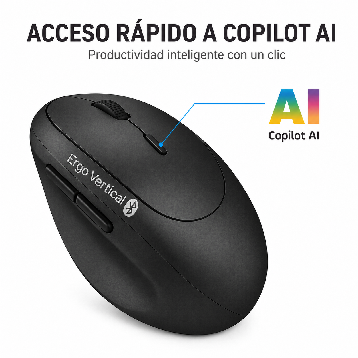 Mouse Vertical  Ergonomic Dual Wireless BT+2.4G + Copilot AI