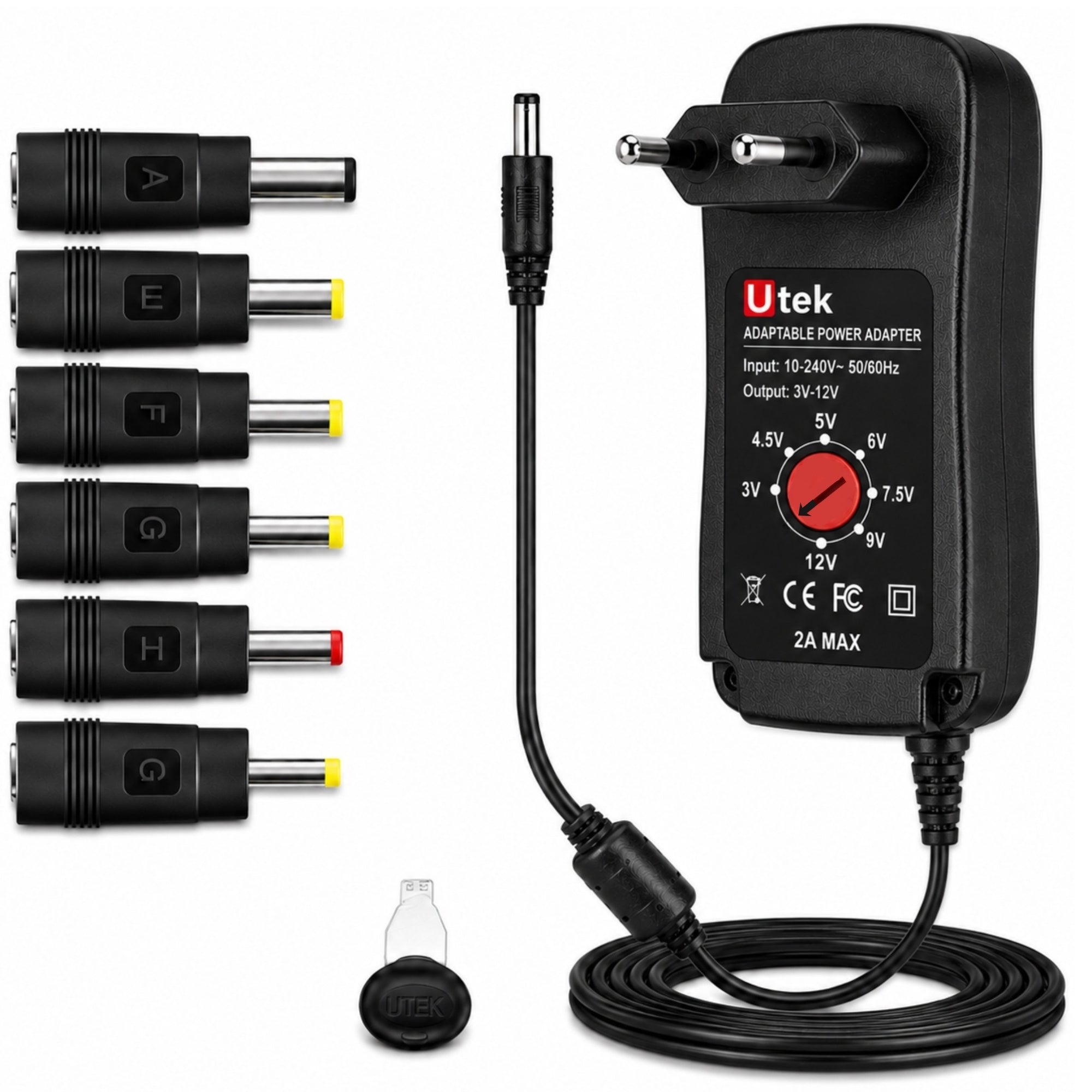Transformador 12V Regulables 2A / 24W + 6 Plug Universales