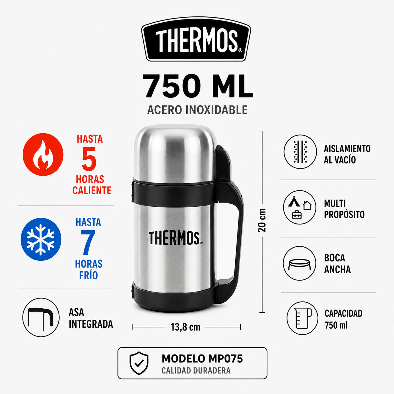 Termo Premium Para Comida 750cc Inox Multi Propósito Mp075