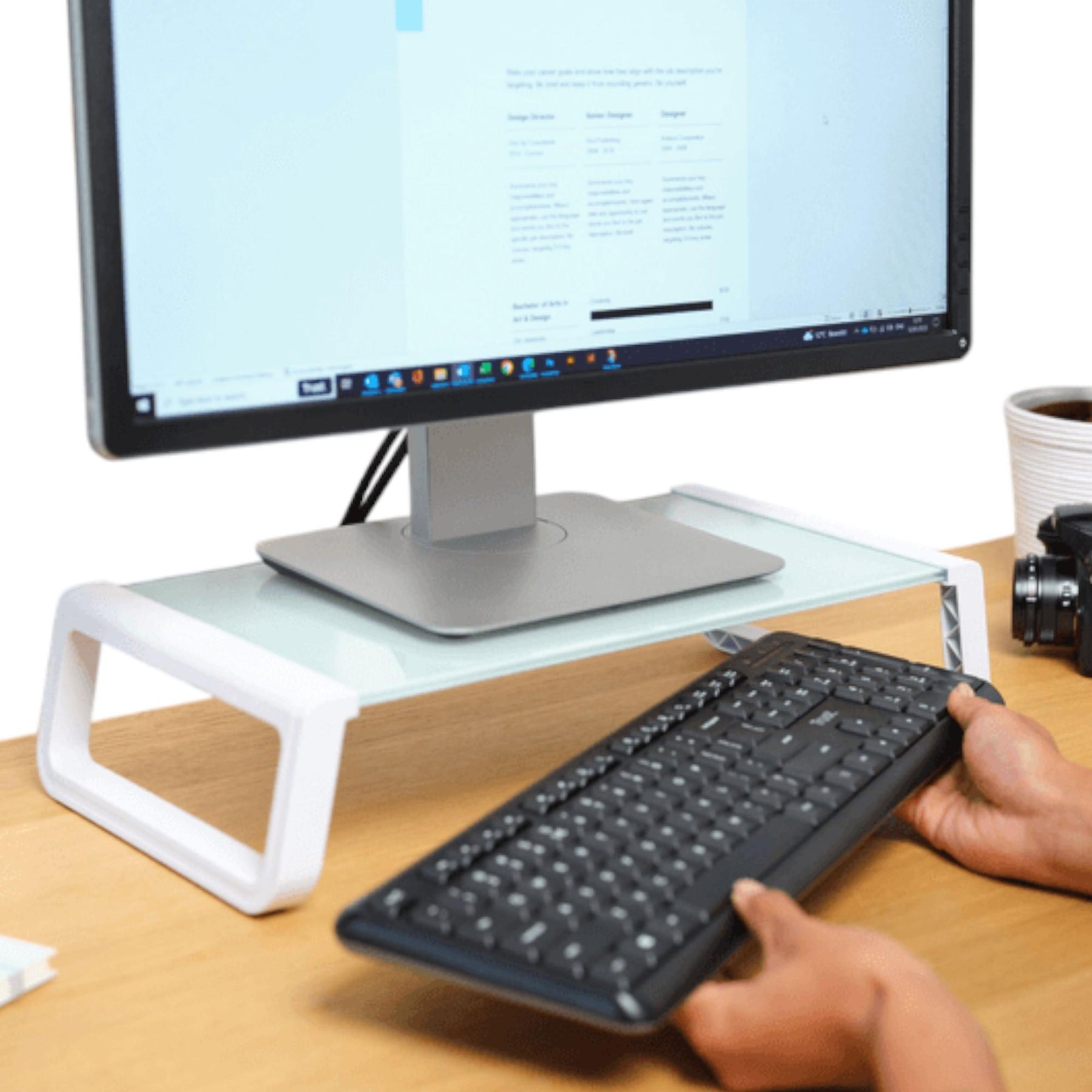 Soporte de Monitor Trust Monta Premium Tempered GLASS White