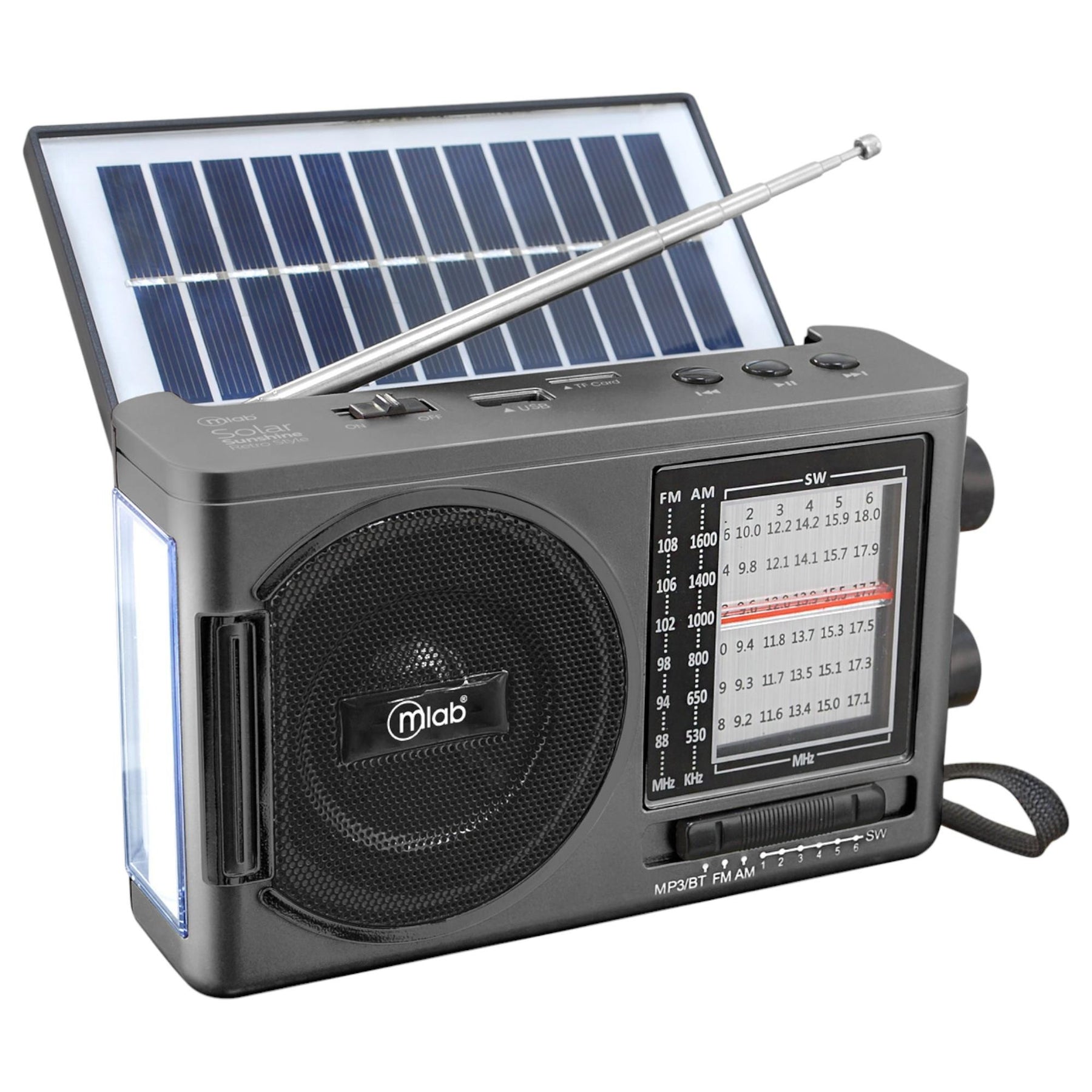 Radio Solar Recargable AM FM/ SW/ TF/ USB/ BT Retro Sunshine