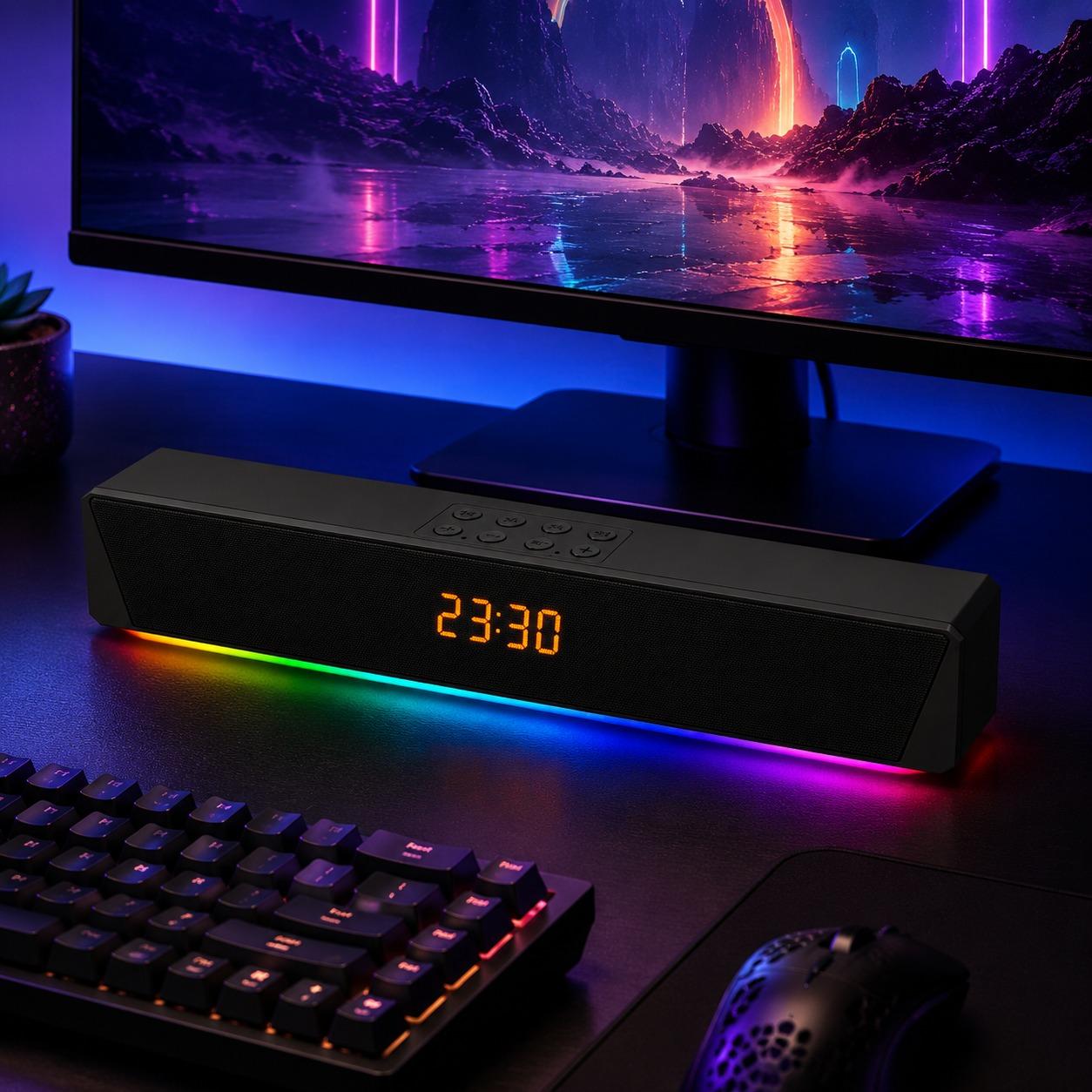 Barra de Sonido Inalámbrica Bluetooth RGB Recargable