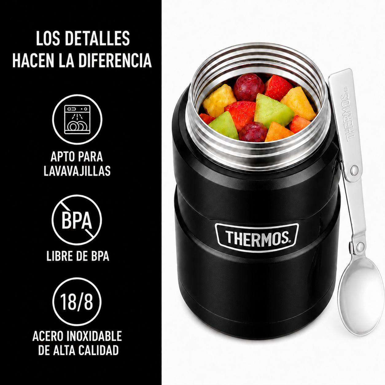 Termo de Comida Premium Inox Thermos King  470ML Negro