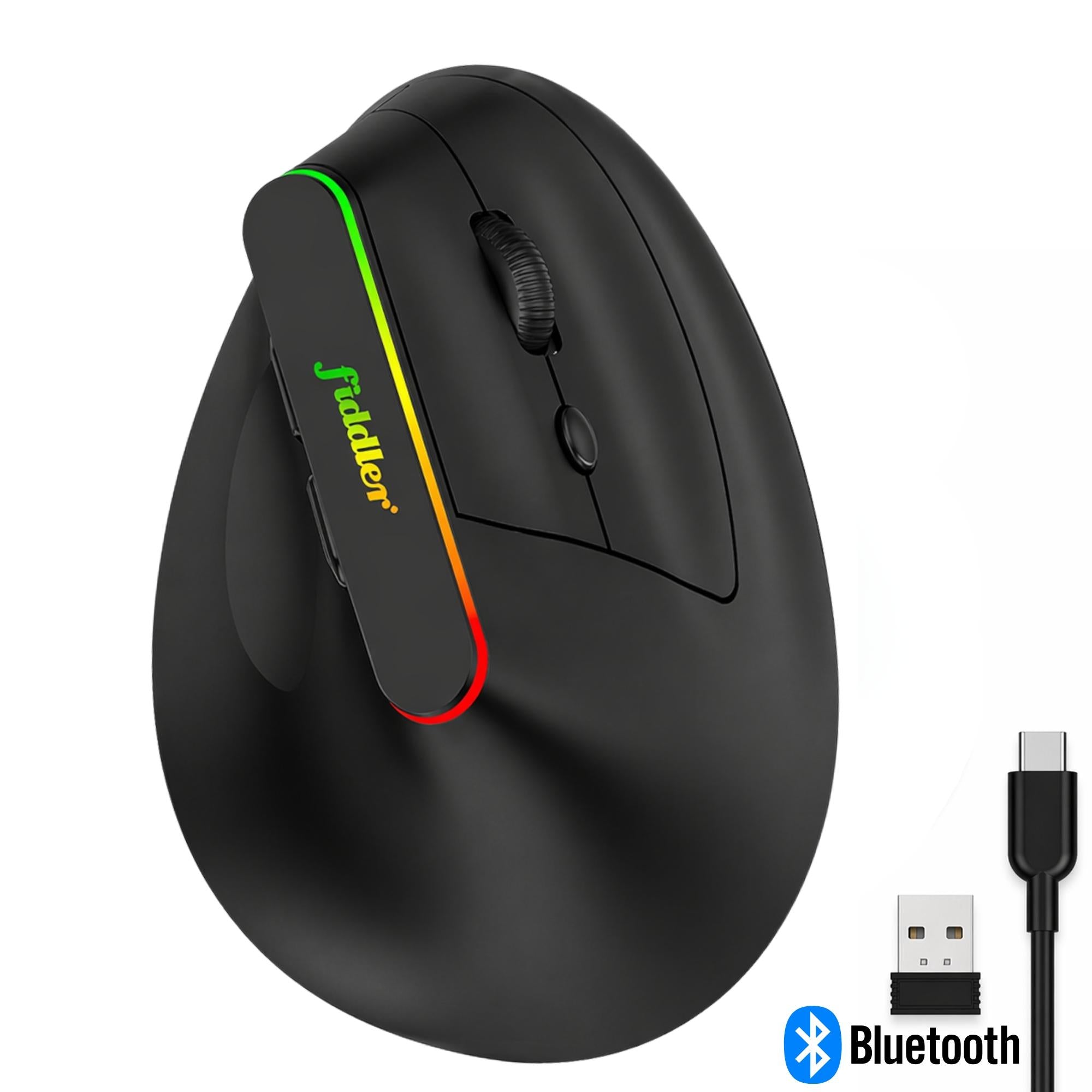 Mouse Vertical Ergonómico Dual Wireless Bluetooth Recargable