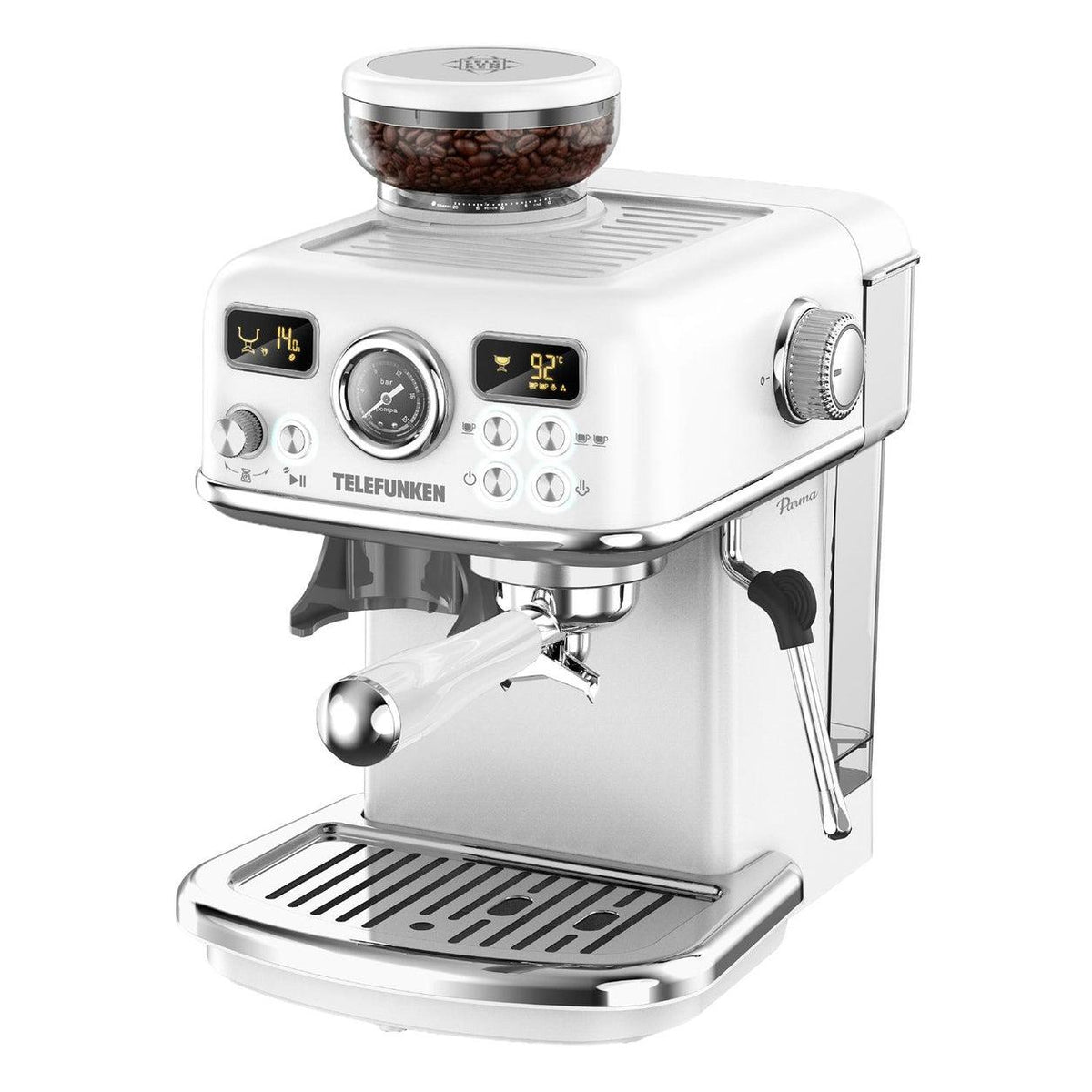 Cafetera Espresso All In One con Molinillo y Vaporizador Parma 21 Bar