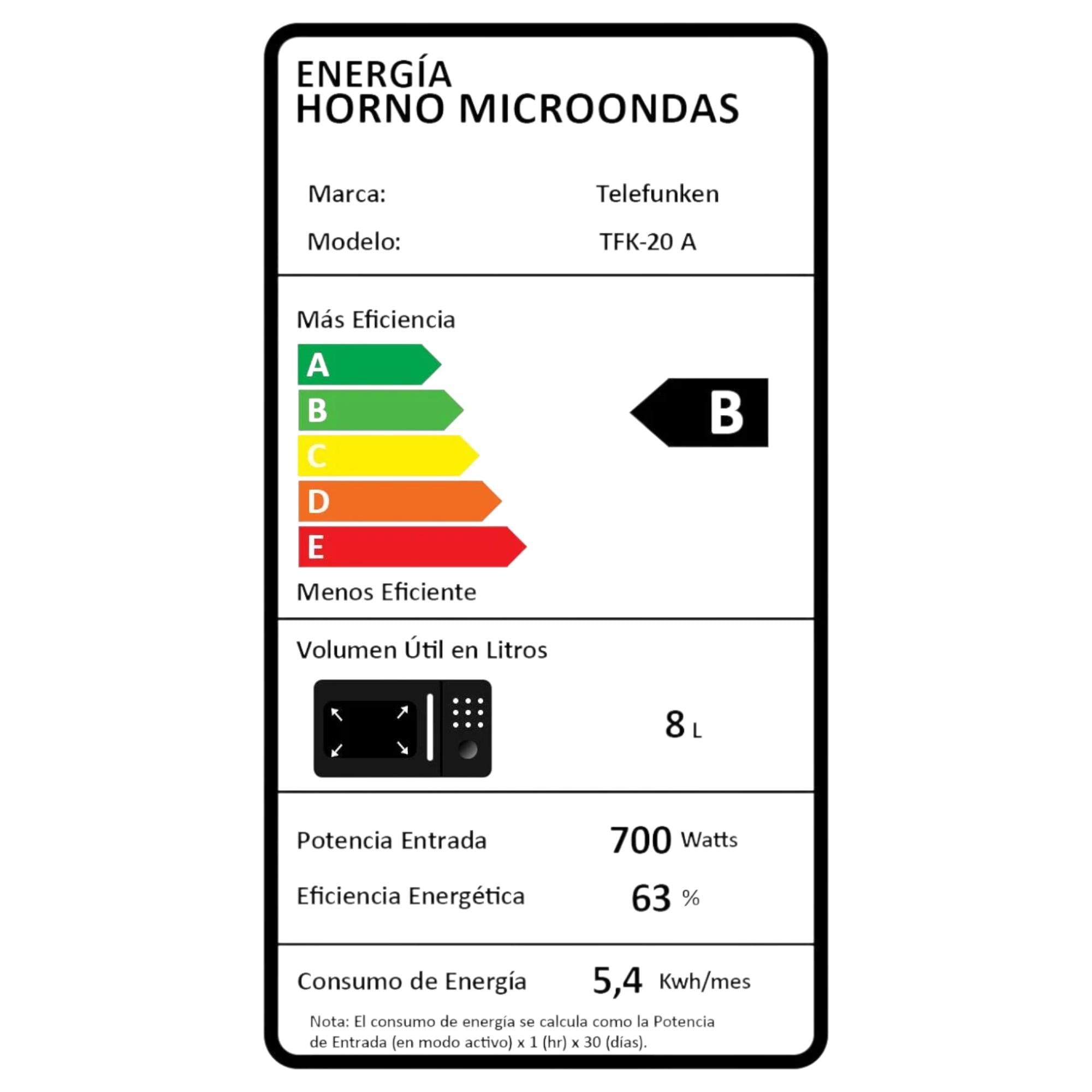 Microondas Express Chef Análogo 20 Litros 700W  TFK-20A SEC
