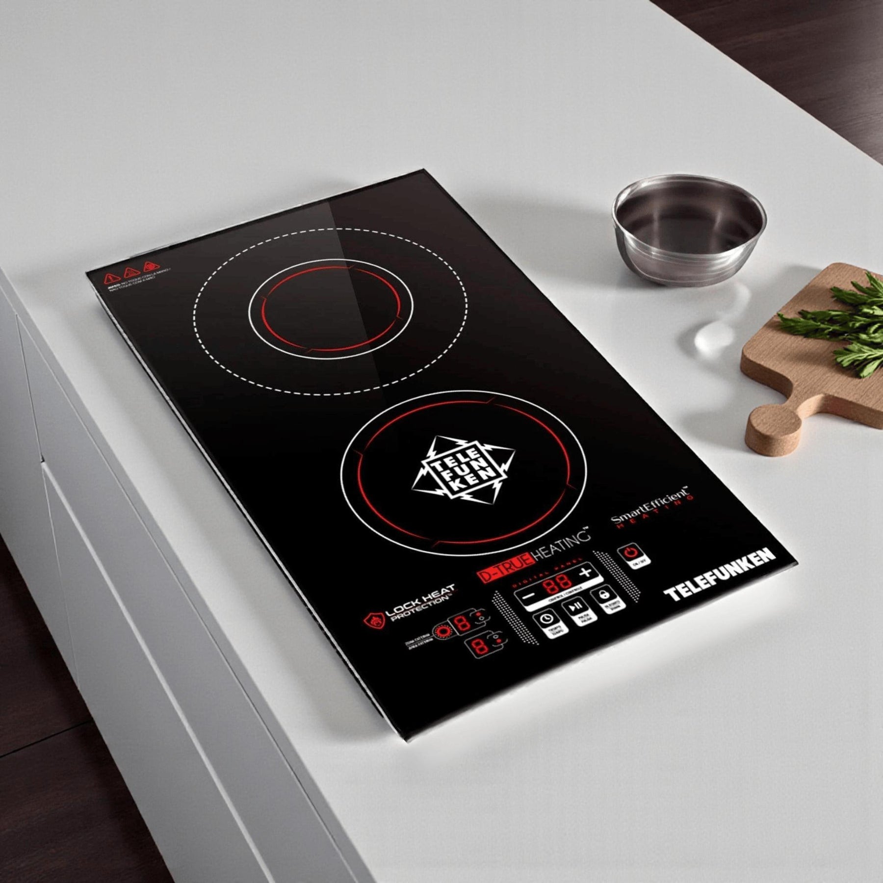 Cocina Eléctrica Encimera Dual Vitrocerámica Touch 3200W SEC