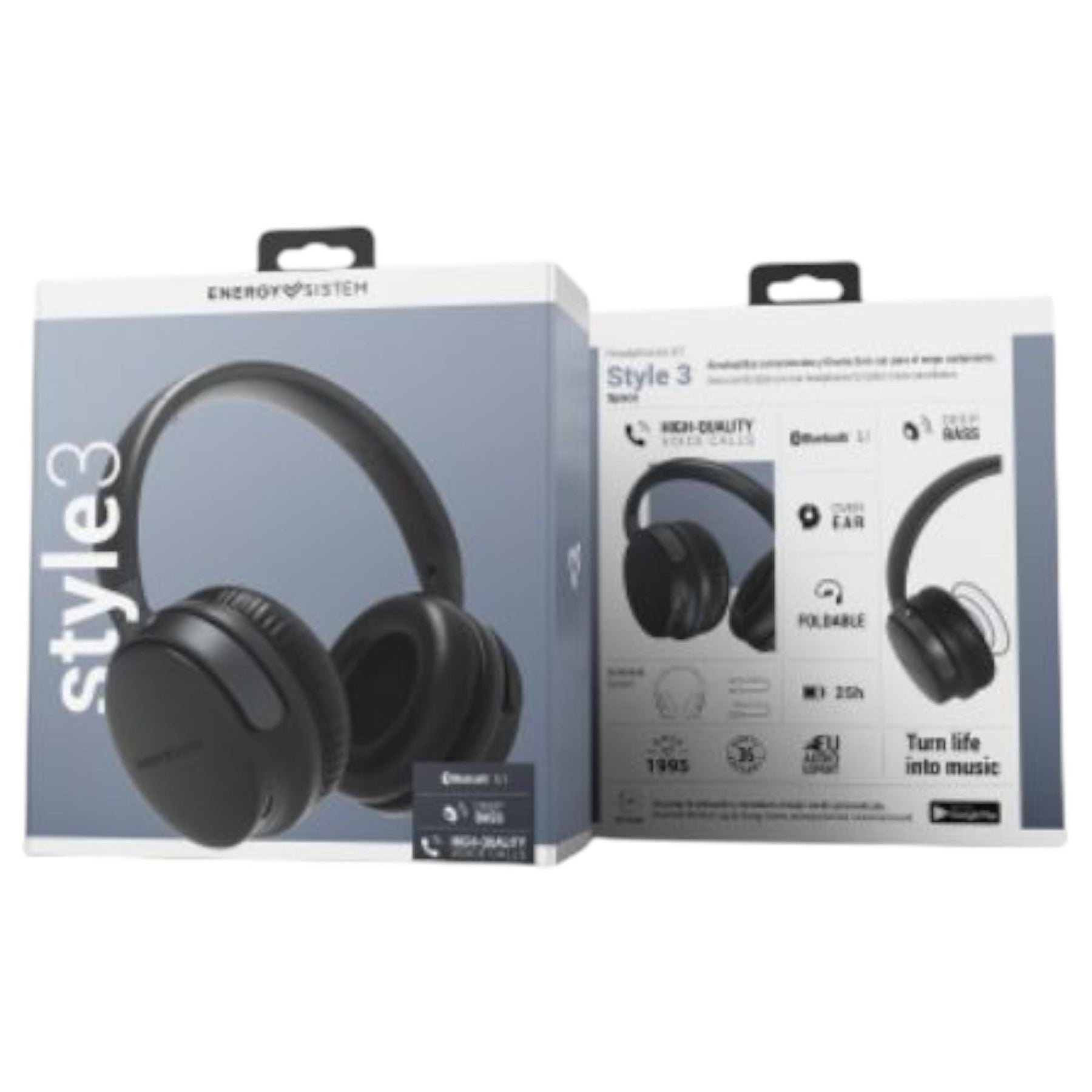 Audifonos  Bluetooth Energy Sistem Style 3 Black Deep Bass 25Hrs