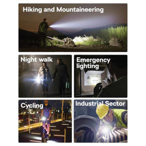 Linterna LED 60W High Power Zoom Aluminium USB-C Recargable