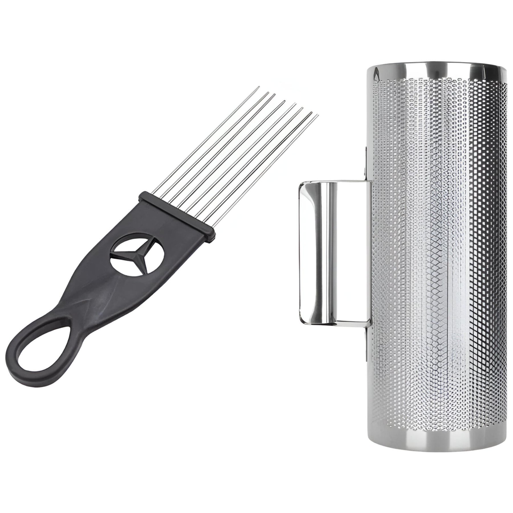 Guiro Musical Ultra Compacto Inoxidable 25x7cm con Cepillo