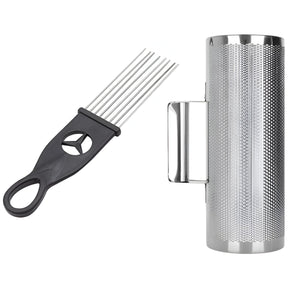 Guiro Musical Ultra Compacto Inoxidable 25x7cm con Cepillo