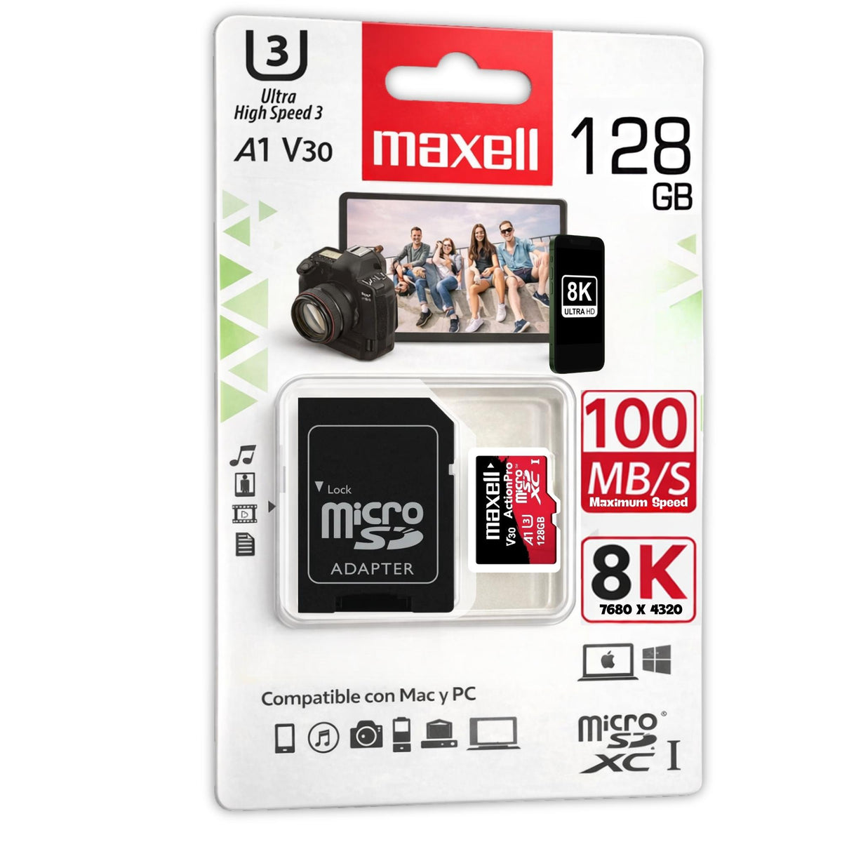 Memoria MicroSD Maxell 128GB Clase 10 Action Pro 8K