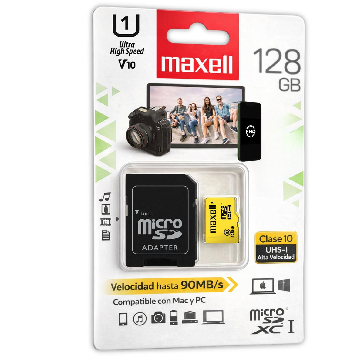 Memoria MicroSD Maxell 128GB Clase 10 High Speed UHS-1