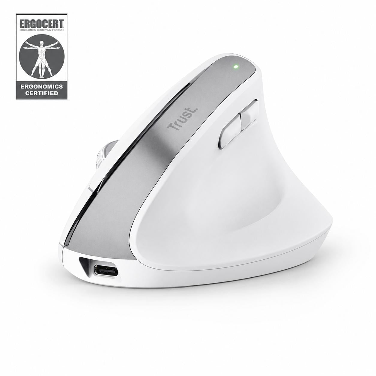 Mouse Vertical Inalámbrico Dual Ergonómico Trust Bayo+ White