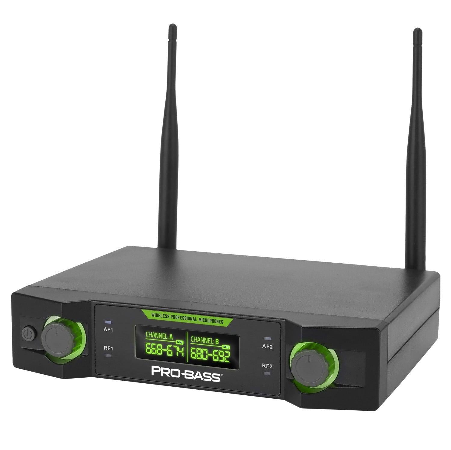 Pack de 2 Micrófonos Inalámbricos Profesionales  PROBASS UHF