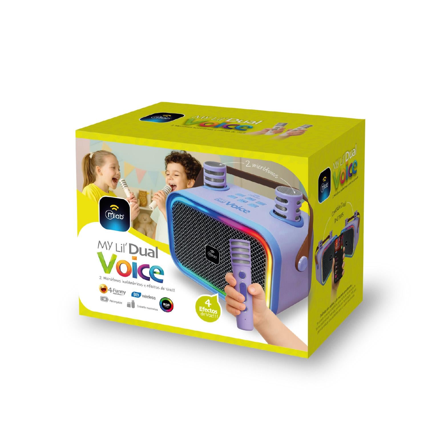 Karaoke Infantil RGB con 2 Micrófonos Inalámbricos Lila My Lil Dual Voice