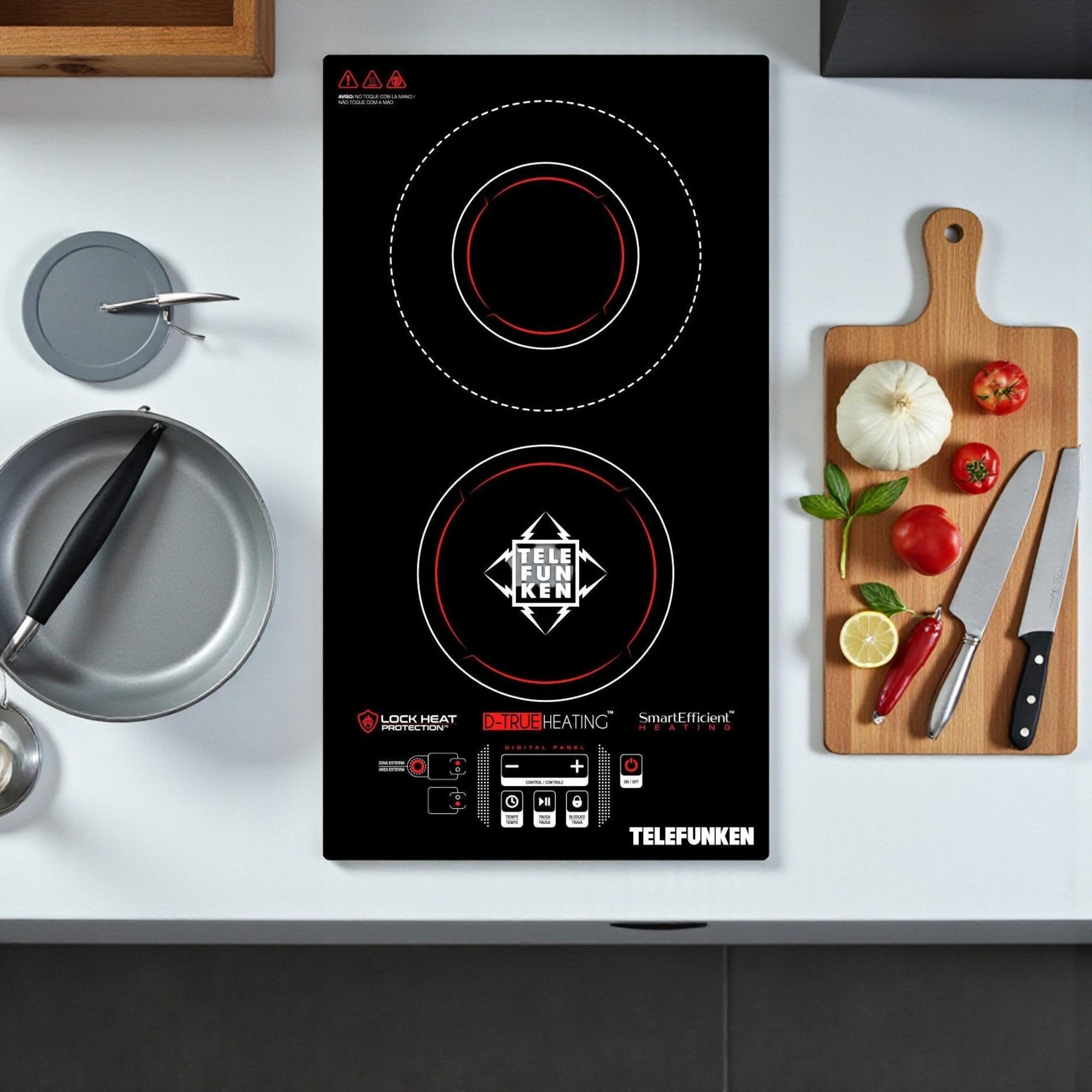 Cocina Eléctrica Encimera Dual Vitrocerámica Touch 3200W SEC