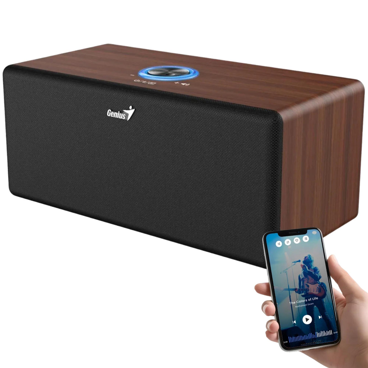 Parlante Genius Dark Brown Elegant 20W RMS Bluetooth HF505BT