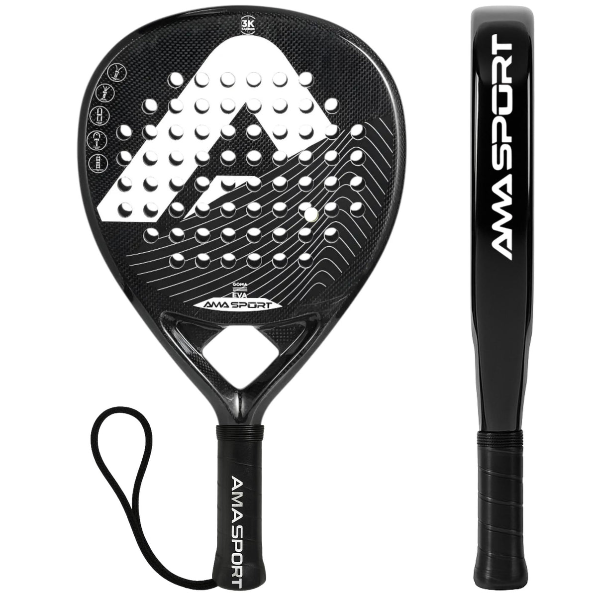 Pala de Padel Ama Sport Fibra de Carbono Reforzada 12K EVA