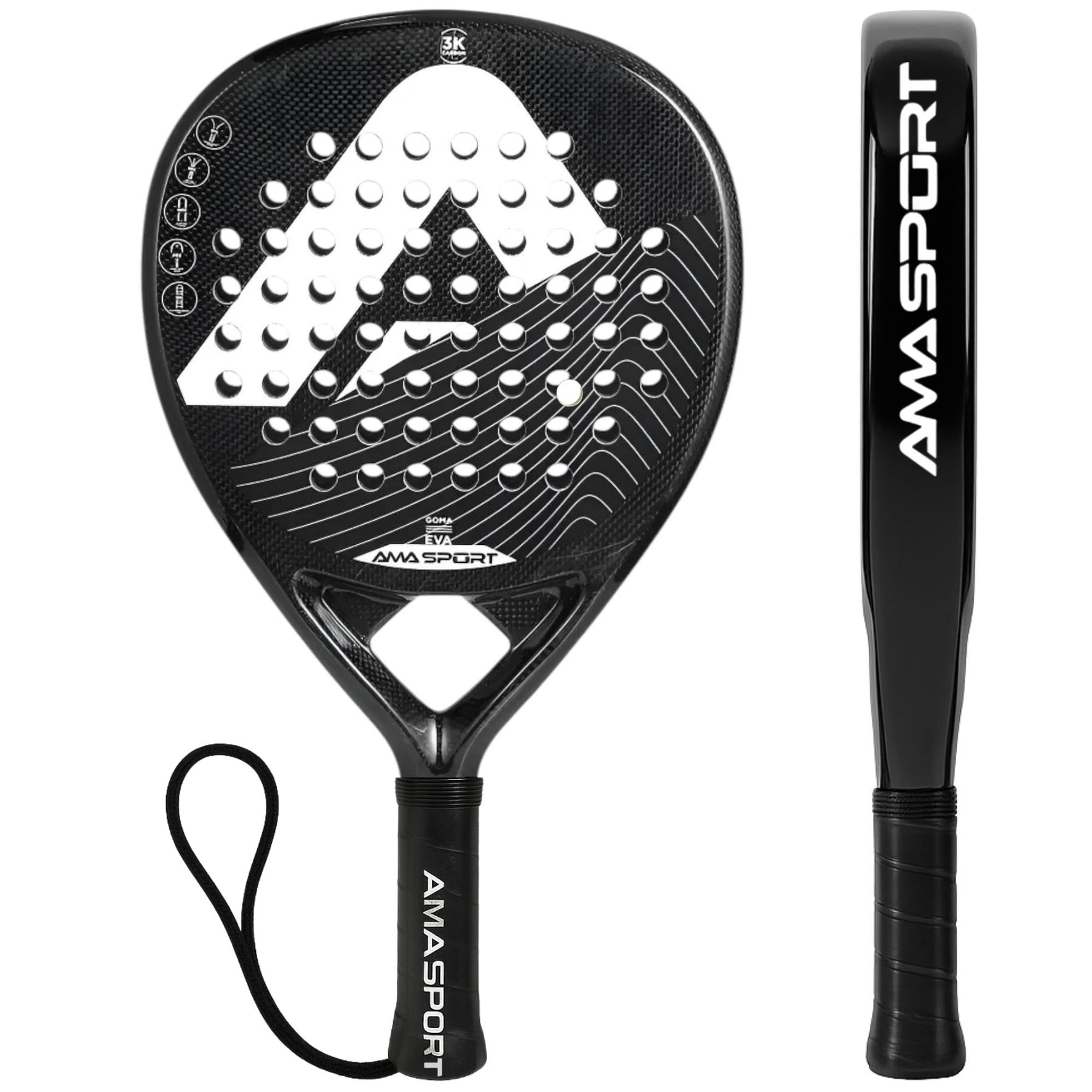 Pala de Padel Ama Sport Fibra de Carbono Reforzada 12K EVA