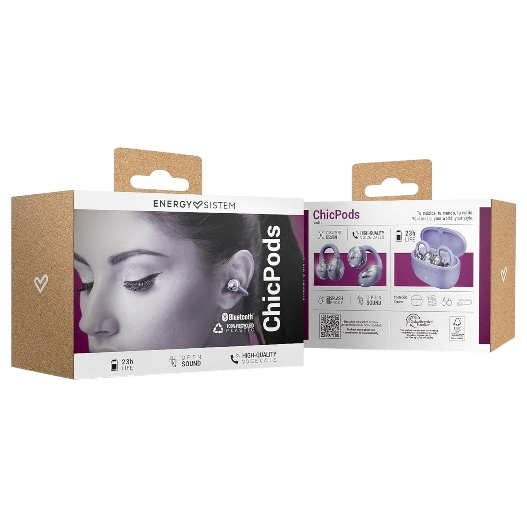 Audífonos Bluetooth Energy SIstem Chicpods Violet ANC +23Hrs