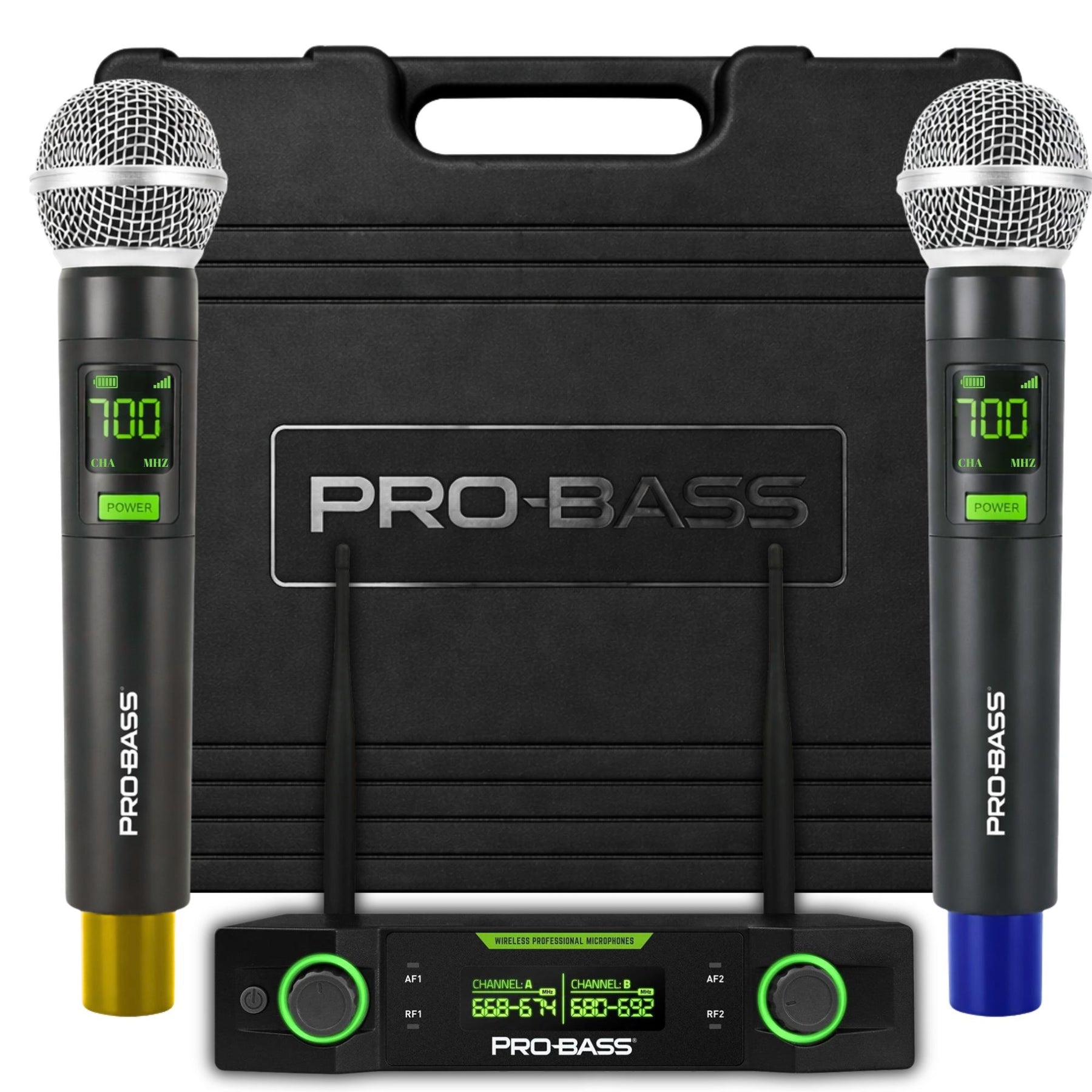 Pack de 2 Micrófonos Inalámbricos Profesionales  PROBASS UHF