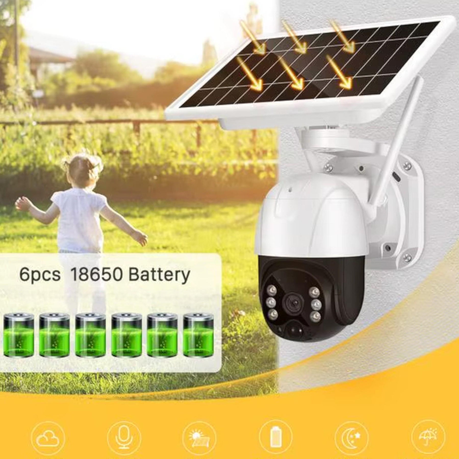 Cámara de Seguridad Solar Autónoma Robótica PTZ IP-4GLTE FHD