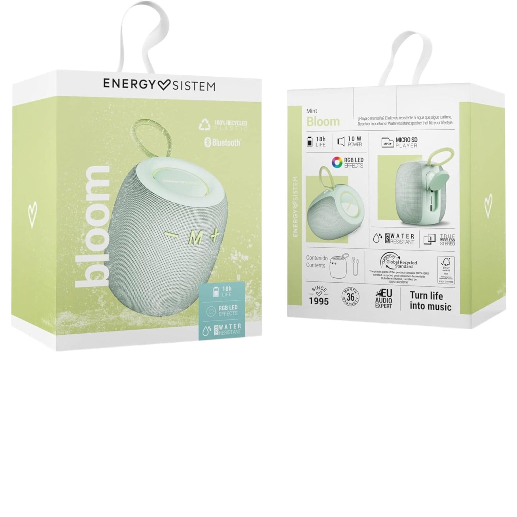 Parlante Bluetooth Energy Sistem Bloom Mint IPX6/ 10W/ 18Hrs