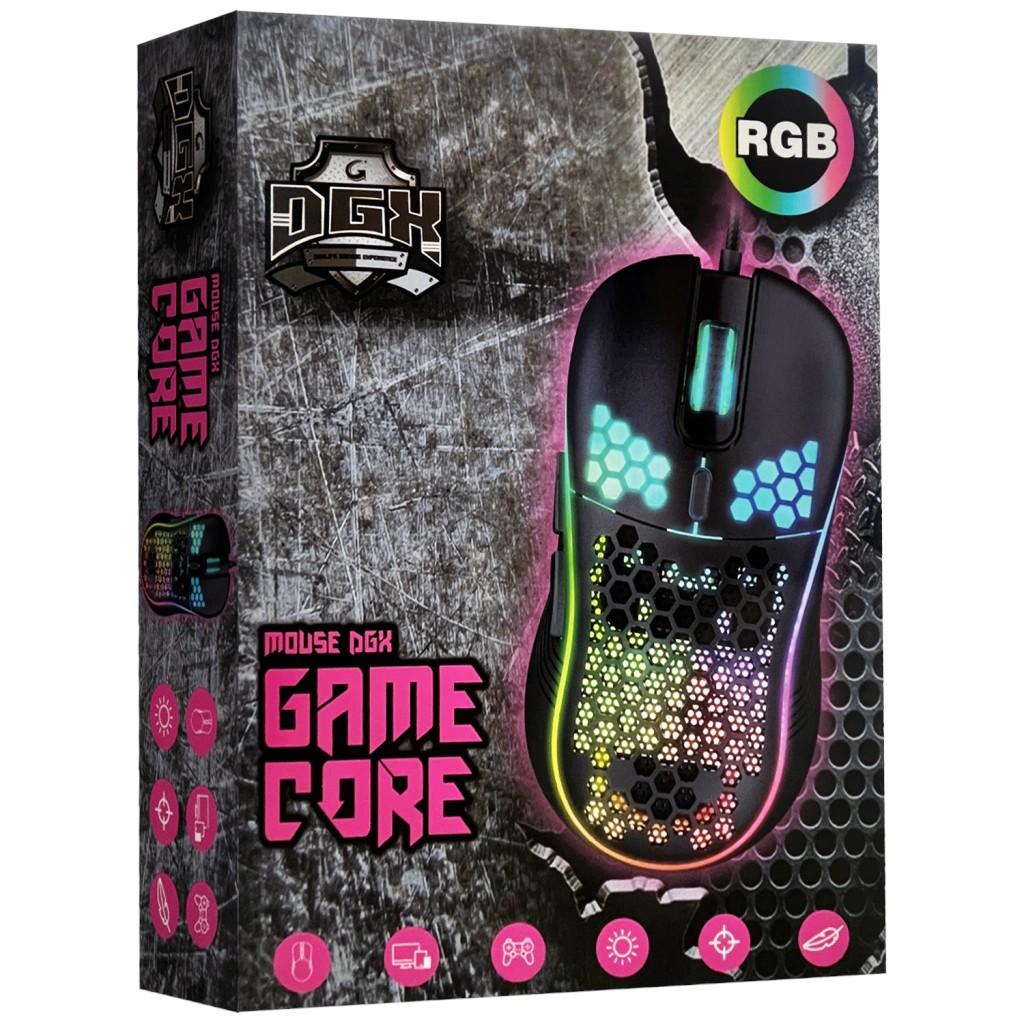 Mouse Gamer DGX Core RGB 7200 DPI Max Ergonómico