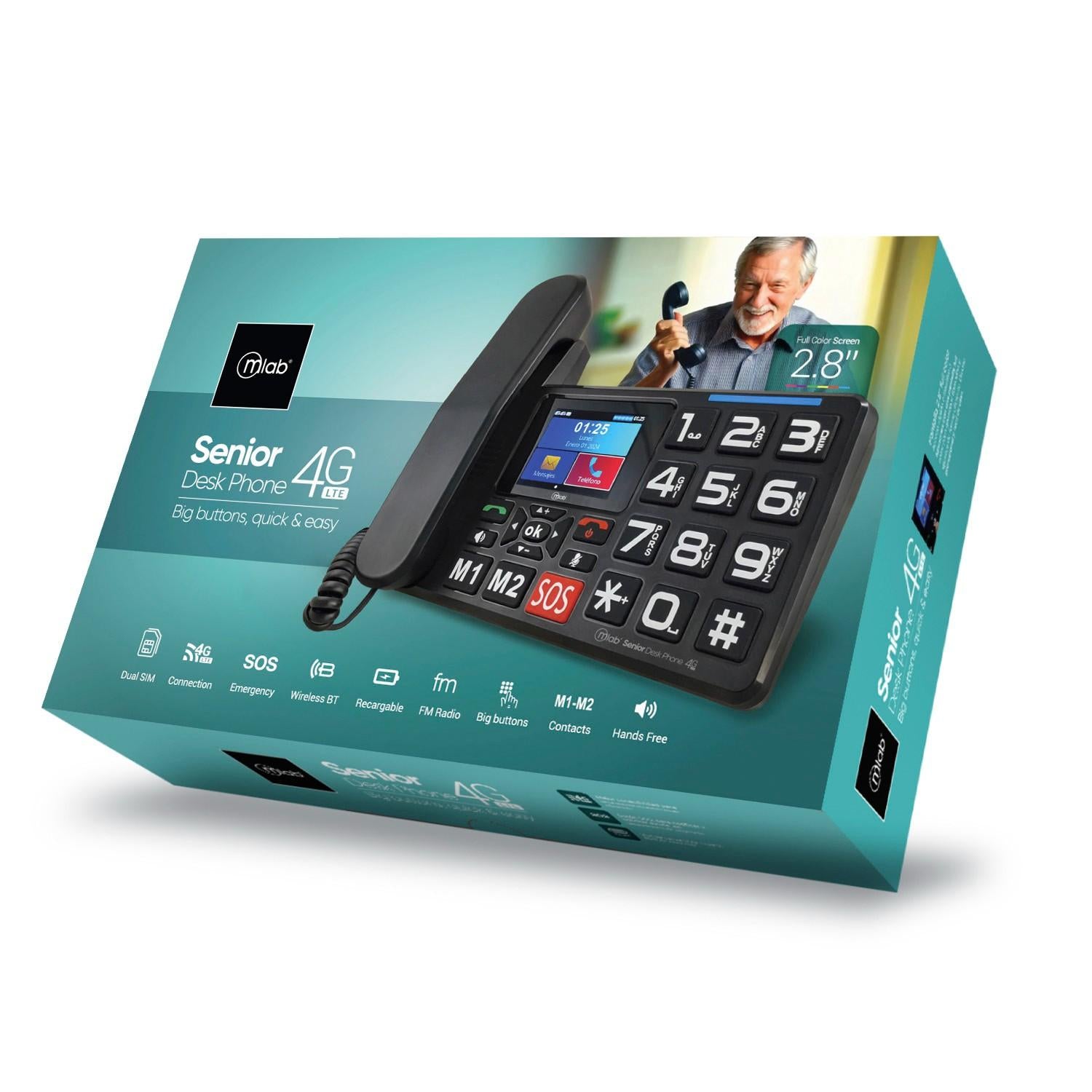 Teléfono Senior de Mesa 4G LTE con Pantalla y Botón S O S