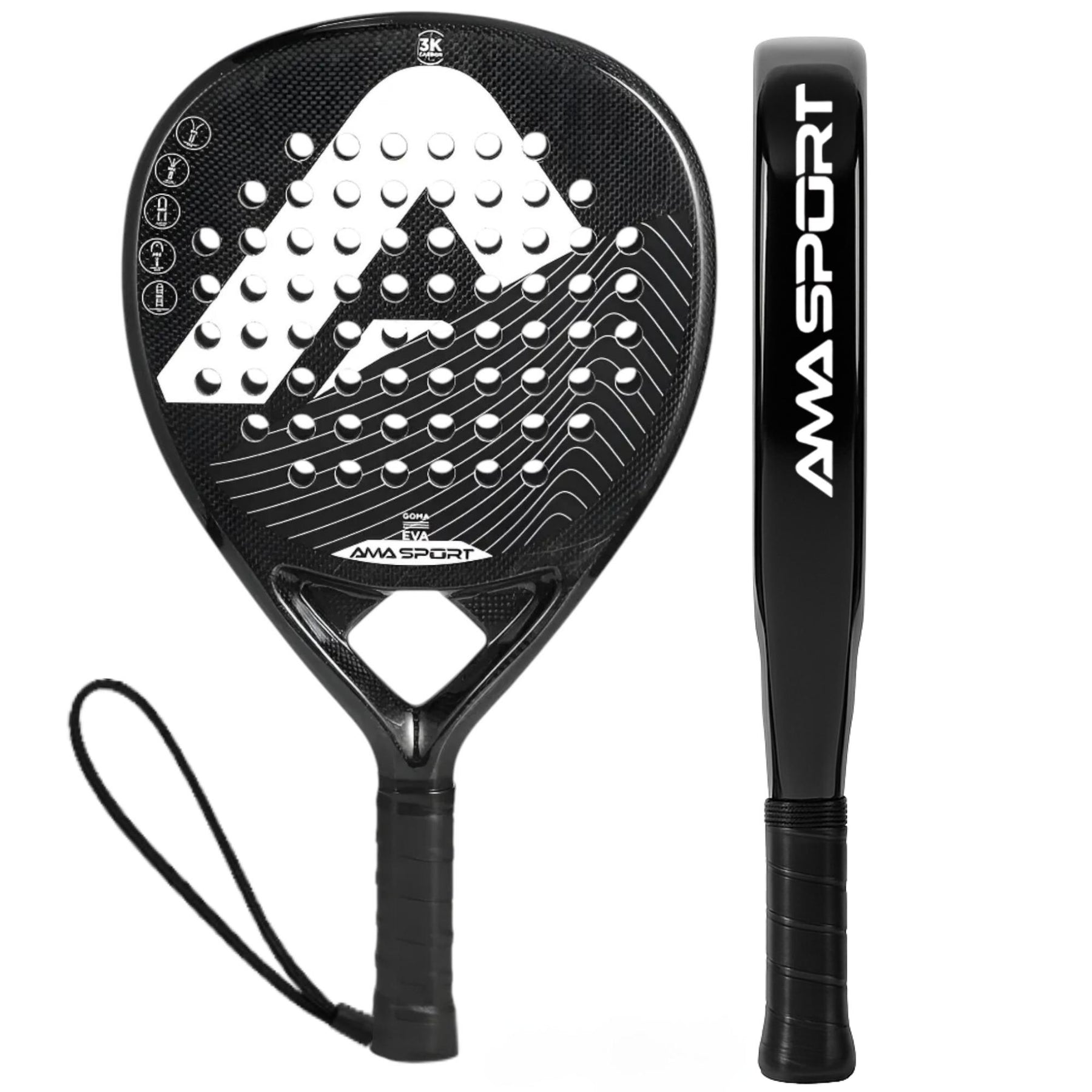 Pala de Padel Ama Sport Fibra de Carbono Reforzada 12K EVA