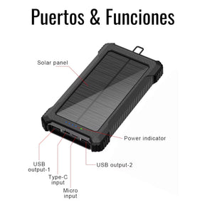 Powerbank Solar Outdoor Multipuertos 10000maH Carga Rápida