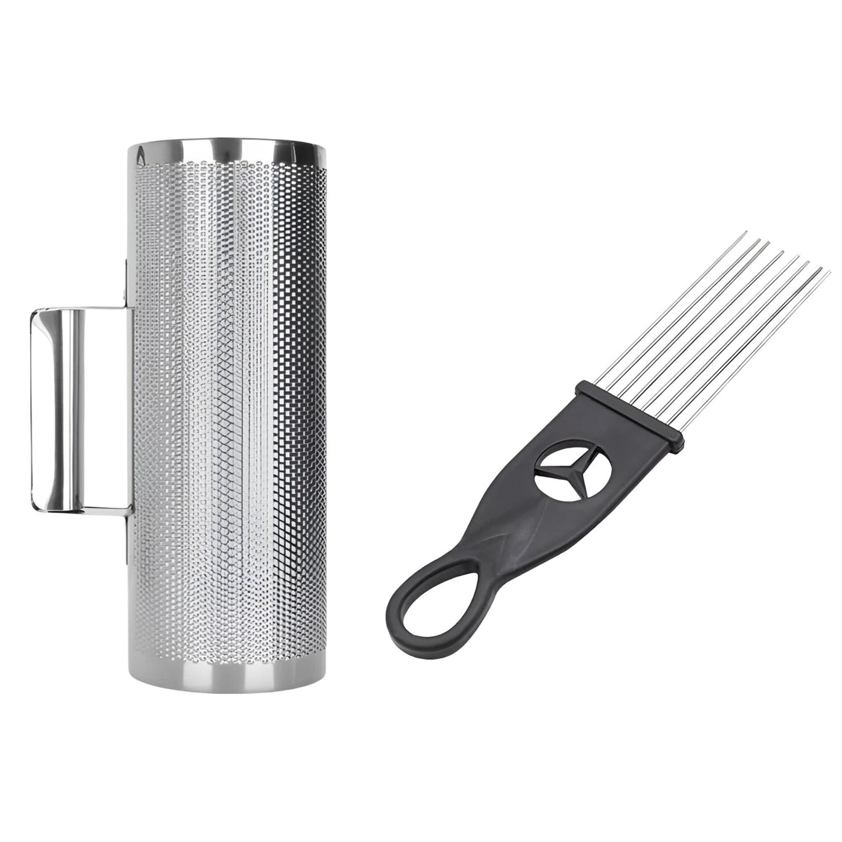 Guiro Musical Ultra Compacto Inoxidable 25x7cm con Cepillo