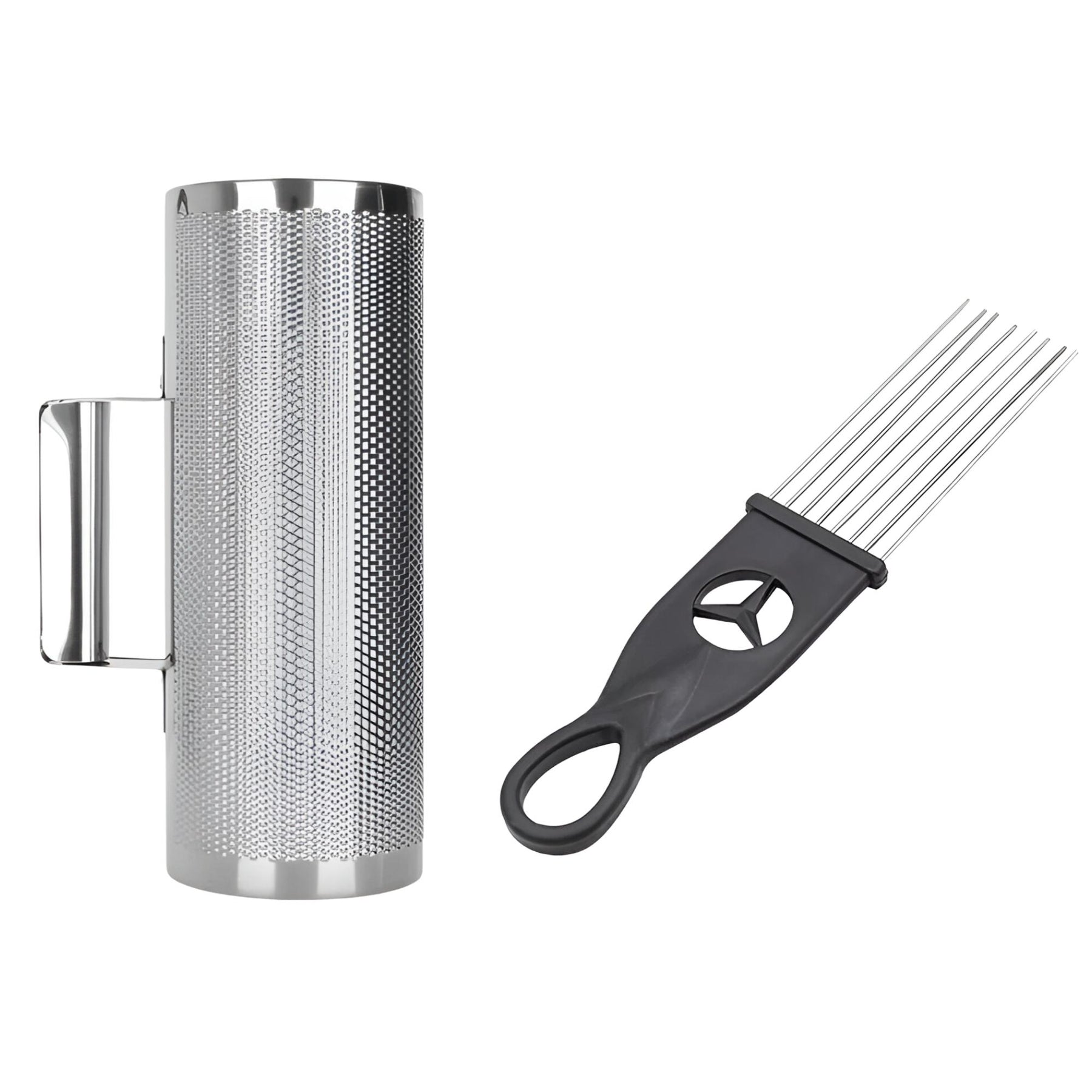Guiro Musical Ultra Compacto Inoxidable 25x7cm con Cepillo