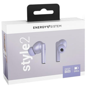 Audifonos Bluetooth TWS Energy Sistem Style 2 Purple Deep Bass 20Hrs