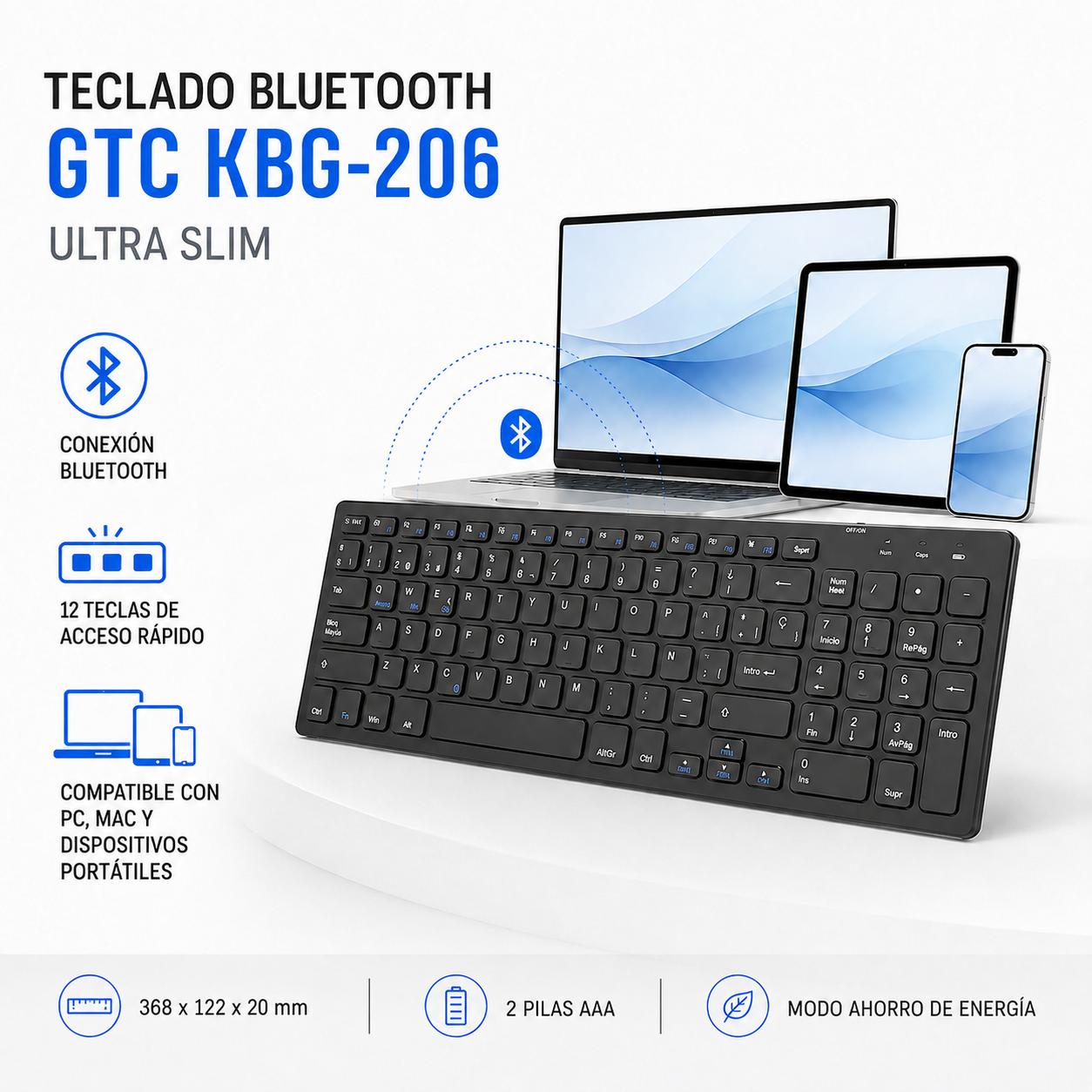Teclado Inalámbrico Bluetooth Ultra Slim  Multiplataformas